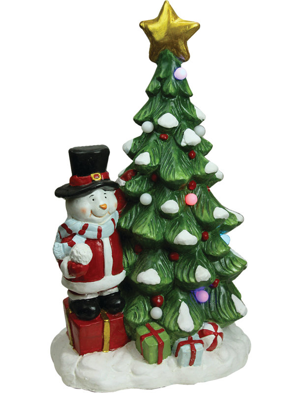 Décoration de Noël 23 po avec lumières DEL rouges et vertes et père Noël bonhomme de neige musical