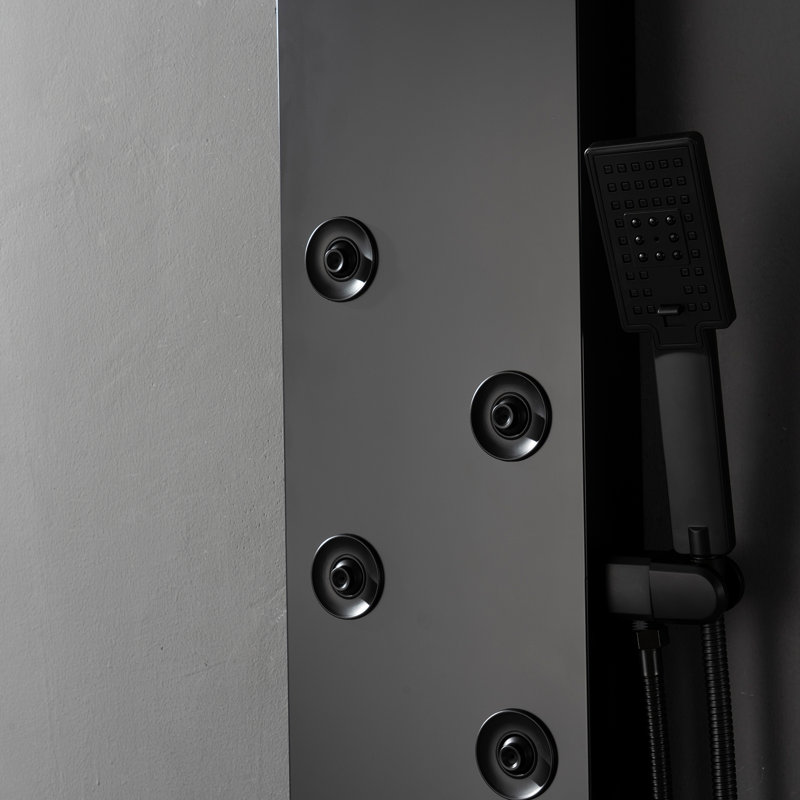 4-way Diverter Shower Tower Panel System with Fixed Shower Head, Matte Black