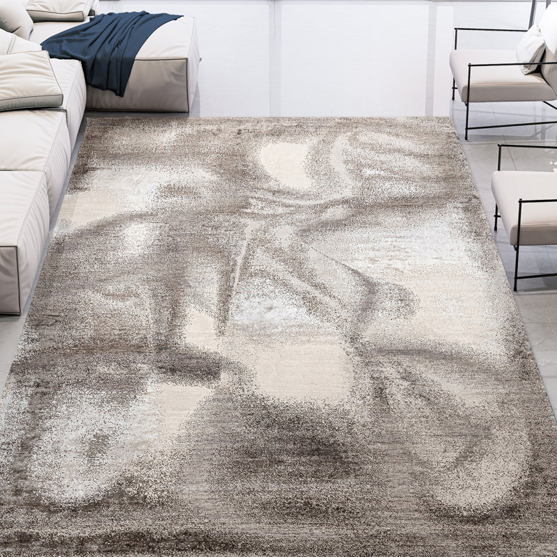 Tapis sable et beige noué à la main de haute qualité, Rectangle de 5 pi x 8 pi