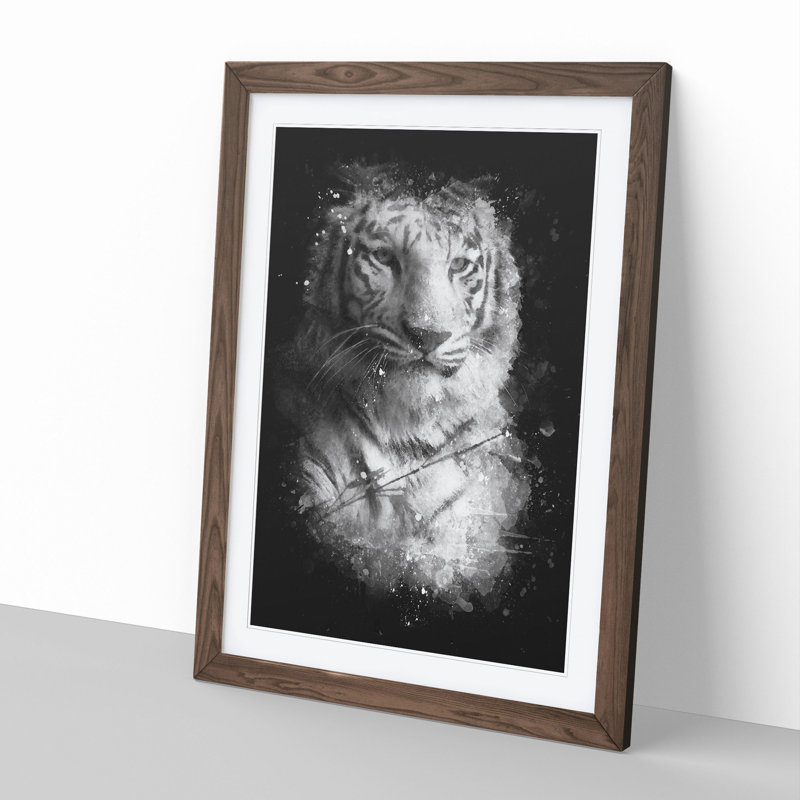 Tiger Vol.3 Paint Splash - Picture Frame Graphic Art, Walnut, 65cm H x 48cm W x 2cm D
