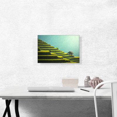 Pyramidal riz champs - reproduction de photo sur toile tendue