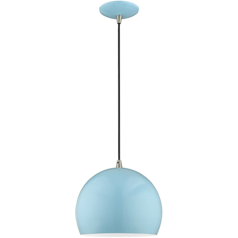 Dristin 1 - Light Single Pendant, Shiny Baby Blue/Black, Shiny Baby Blue