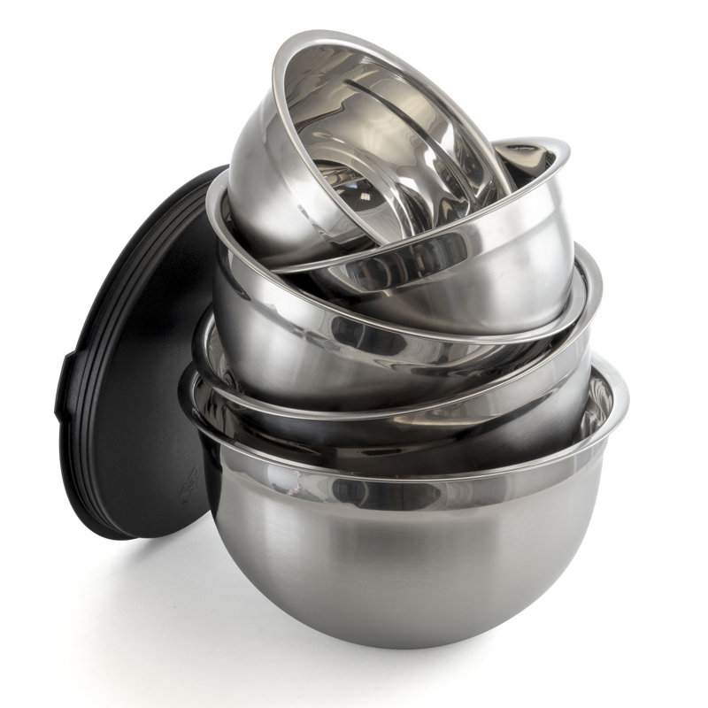 MegaChef 5 Piece Stainless Steel Mixing Bowl Set with Lids