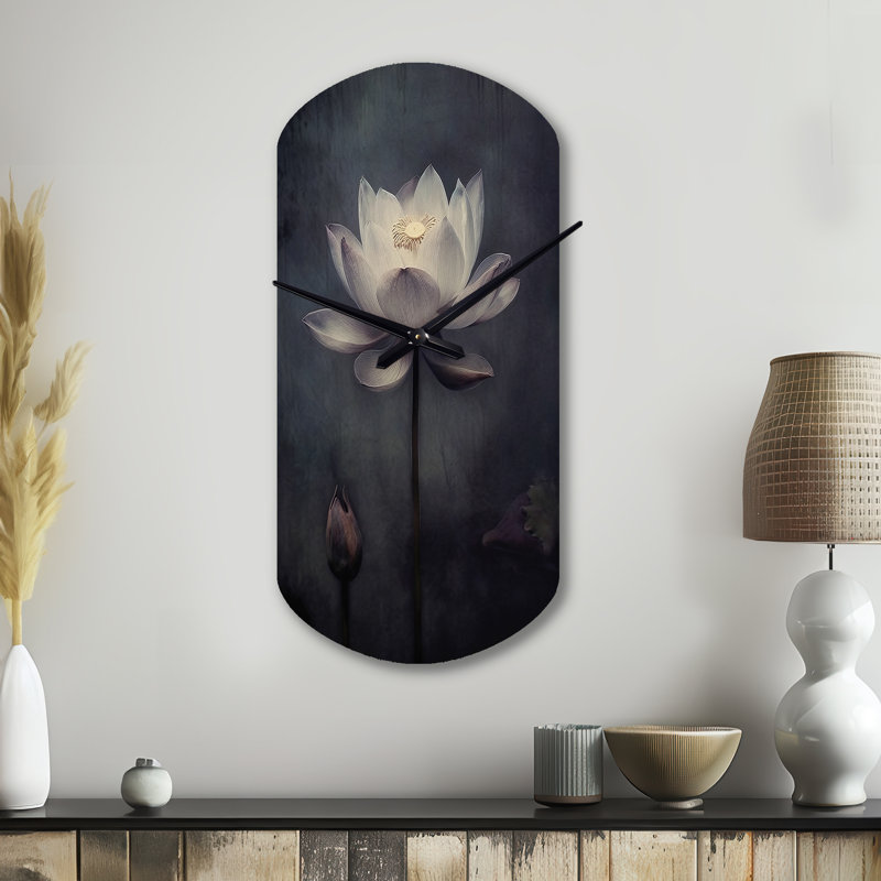Horloge murale cylindrique asymétrique grise, Lotus Symphony III, Grand