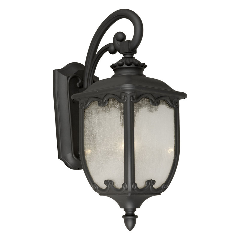 Romriell Wall Light, 22.7" H x 9.5" W x 13.7" D / Black / Clear Seeded