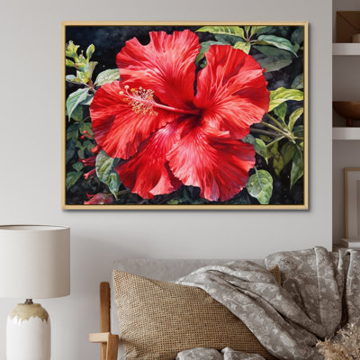 «Red Tropical Hibiscus Harmony I», reproduction sur toile