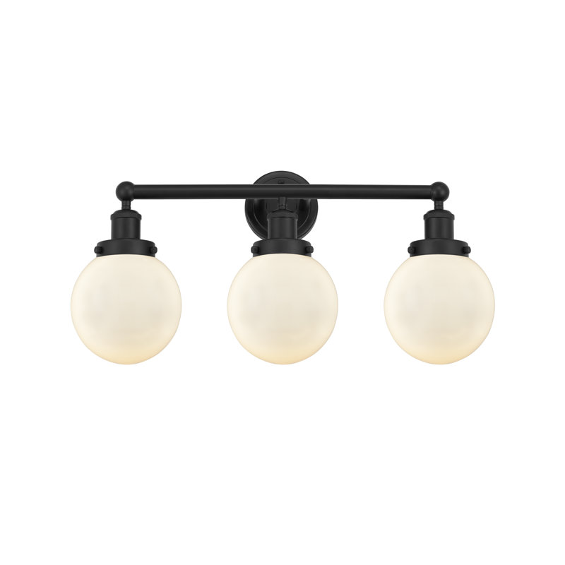 Éclairage de salle de bain à 3 lumières à intensité variable Alphonsa, Noir mat, Blanc mat