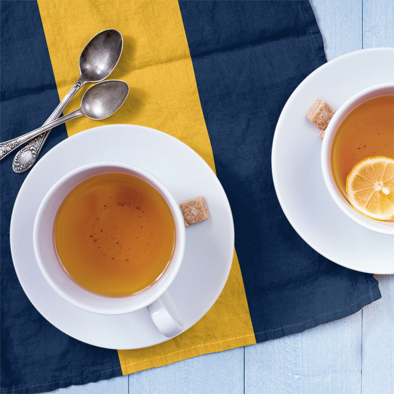 Anaheim Stripe Tea Towel Kitchen Towel, Poly Twill, Blue/Gold/Blue