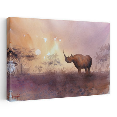 Coucher de soleil africain africain, paysage contemporain abstrait, art mural