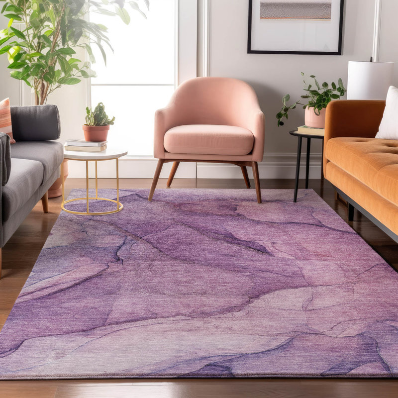 Tapis mauve Premium lavable à la machine Cerrito AMF607, Rectangle 10 pi x 14 pi