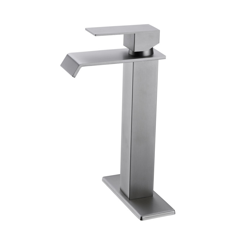 Waterfall Spout Bathroom Faucet,Single Handle Bathroom Vanity Sink Faucet, Brushed Nickel