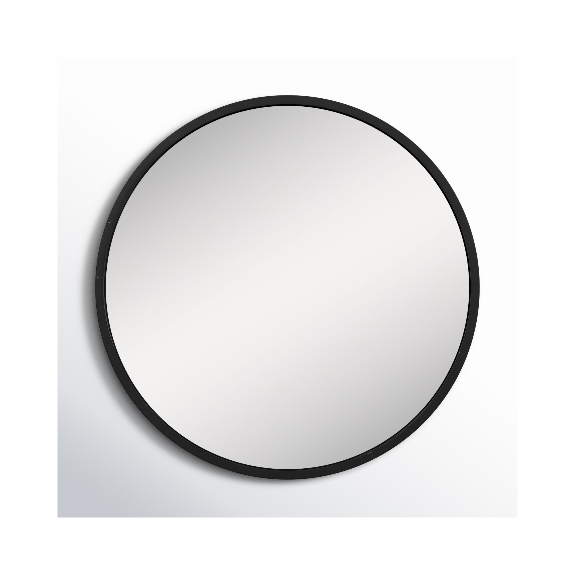 Arranjeet Modern Round Wall Mirror, 31.5" x 31.5", Black
