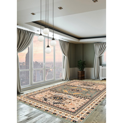 Tapis bleu sarcelle / beige Agenor