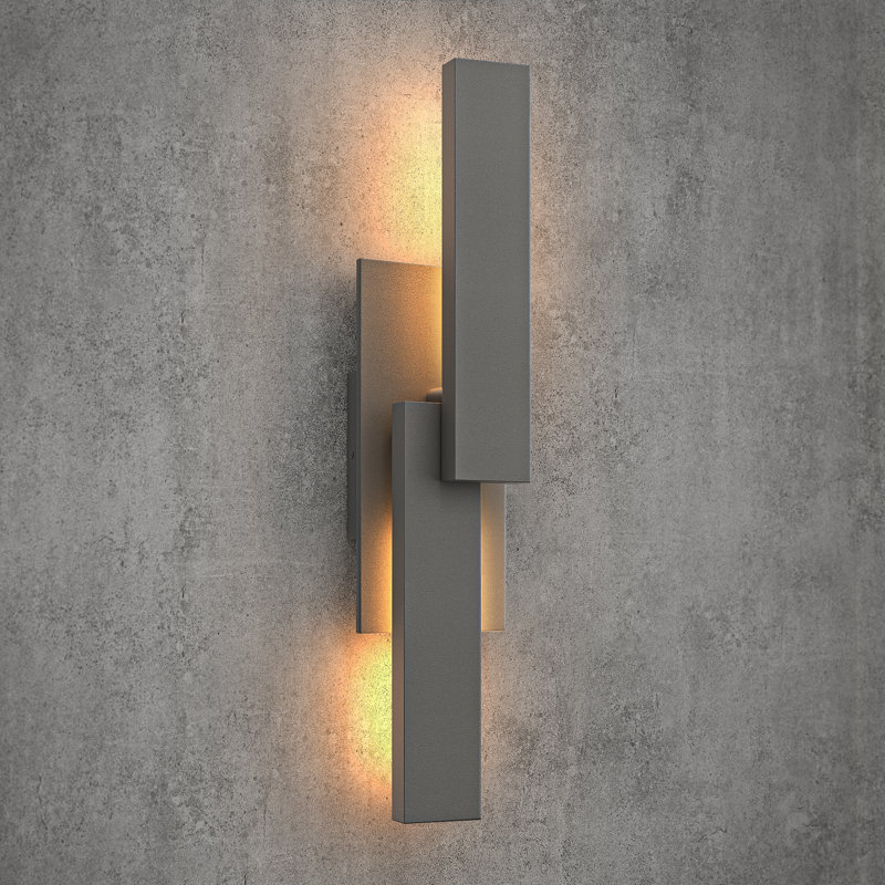 Lampe murale d'extérieur à DEL 21 po à intensité variable en aluminium gris, Gris mat, 21" H x 5.5" W x 3.5" D