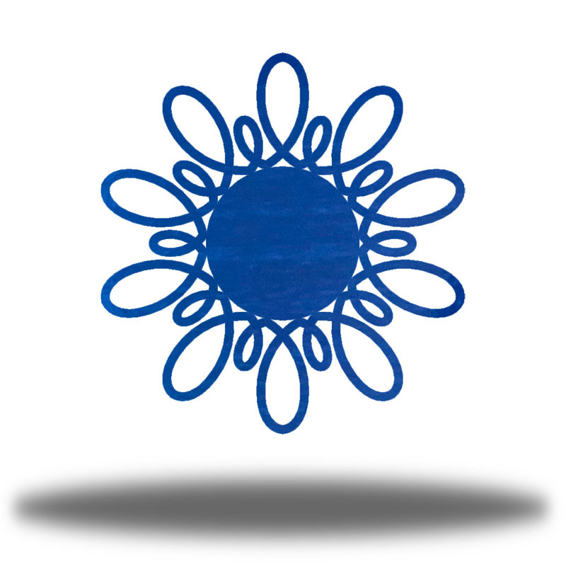 Décoration murale tourbillon de soleil en métal, H 12 po x l 12 po x P 0,06 po, Bleu