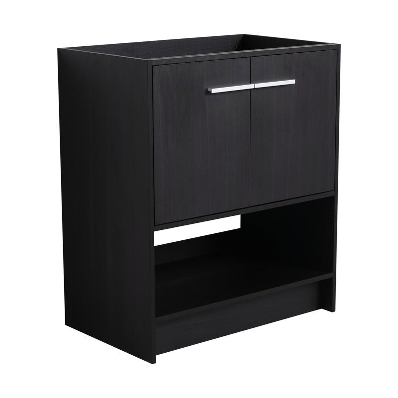 Armoire de salle de bain autoportante avec 2 portes, Chêne foncé