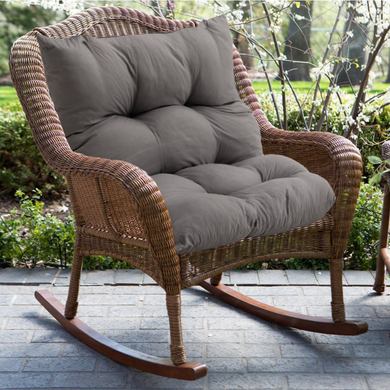 Garden Bench Seat and Back Cushion, 15cm H x 120cm L x 80cm W, Dark Grey