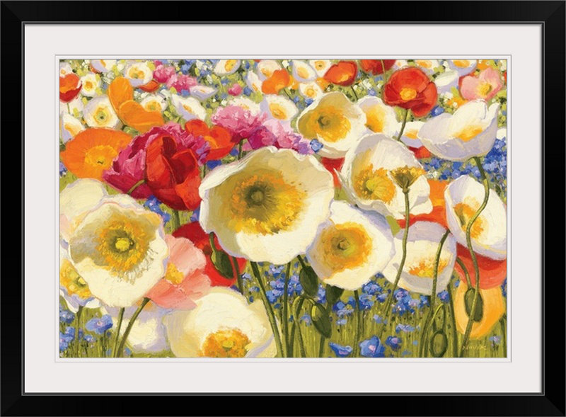 «Sunny Abundance» par Shirley Novak - reproduction d'art, H 28 po x l 38 po x P 1 po, Cadre noir