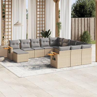  Ensemble de canapé de jardin en rotin PE grand et pieds réglables