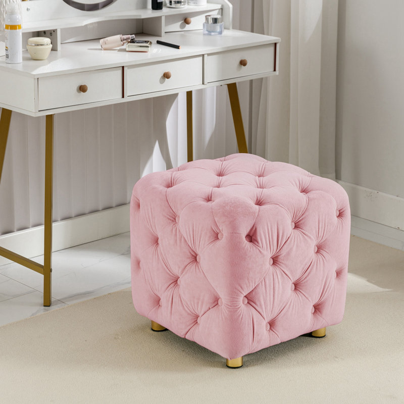 Banc rembourré en velours Asharie, Rose