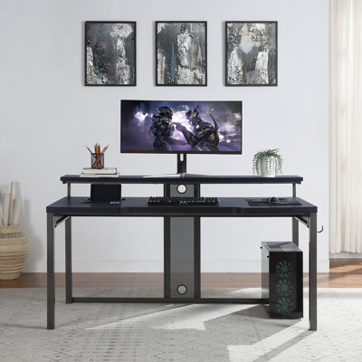 Rademacher Gaming Desk with Built in Outlets by Inbox Zero