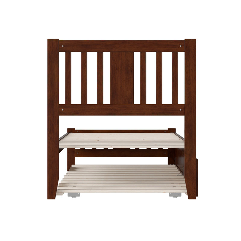 Anakin Solid Wood Platform Bed with Matching Trundle, Walnut, Twin