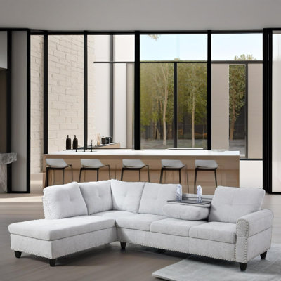 Ensemble de canapé modulaire en flanelle 2 pièces Nova gris