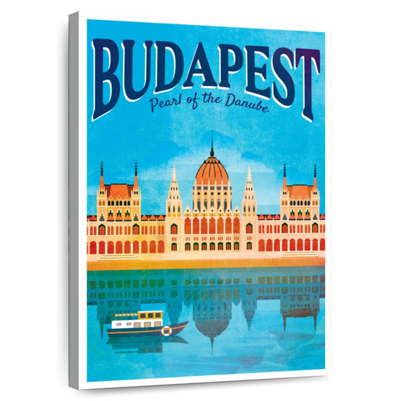 Affiche rétro de Budapest, H 39 po x l 26 po