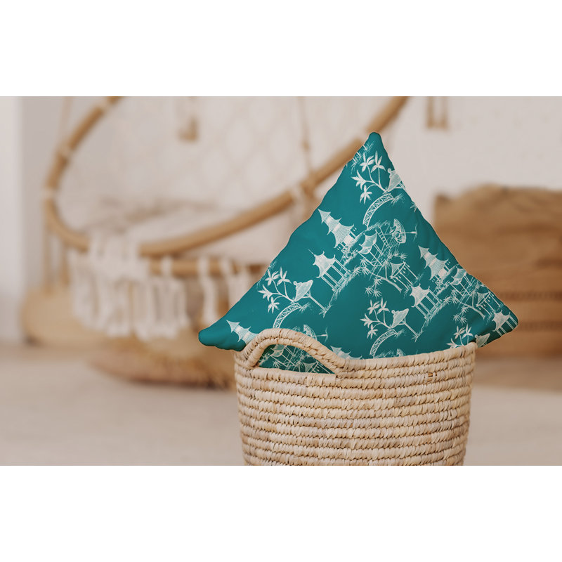 Housse et insert de coussin carré intérieur / extérieur Palm Beach Chinapezka, Bleu, 20 po x 20 po
