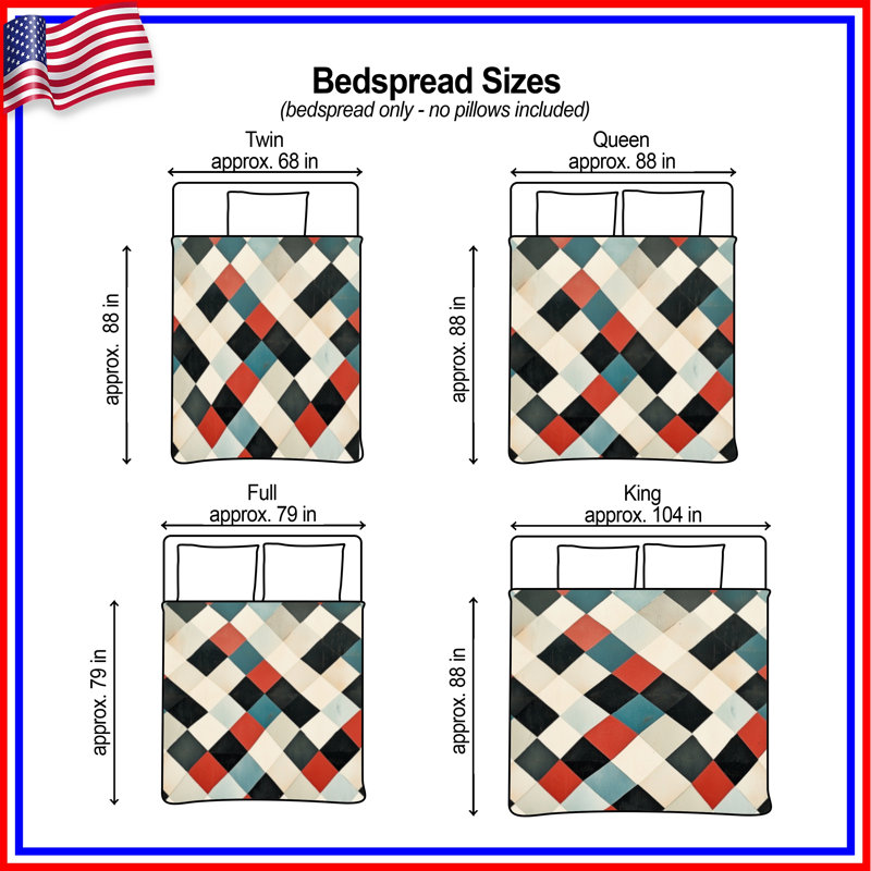 Diamond Checkered Pattern Bedding Checkered Bedspread Pattern, Full / Double