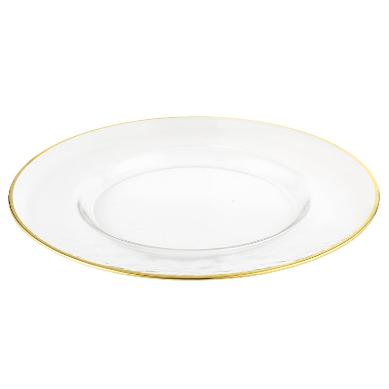 Knotts Glass- Charger, Gold/White