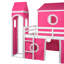 Lit mezzanine double avec tente et tour rose Slide