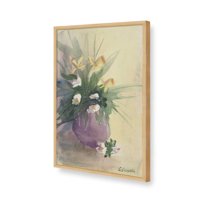 «Flower in Purple Vase» par Stephen Calcasola, reproduction d'art sur toile, H 32 po x l 24 po, Tanné