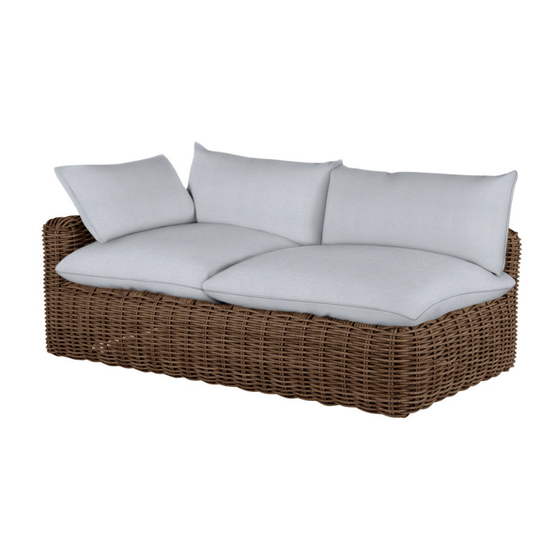 Causeuse Montecito tissée avec accoudoir à droite - Raphia, Welt, Raffia, Lin chambray