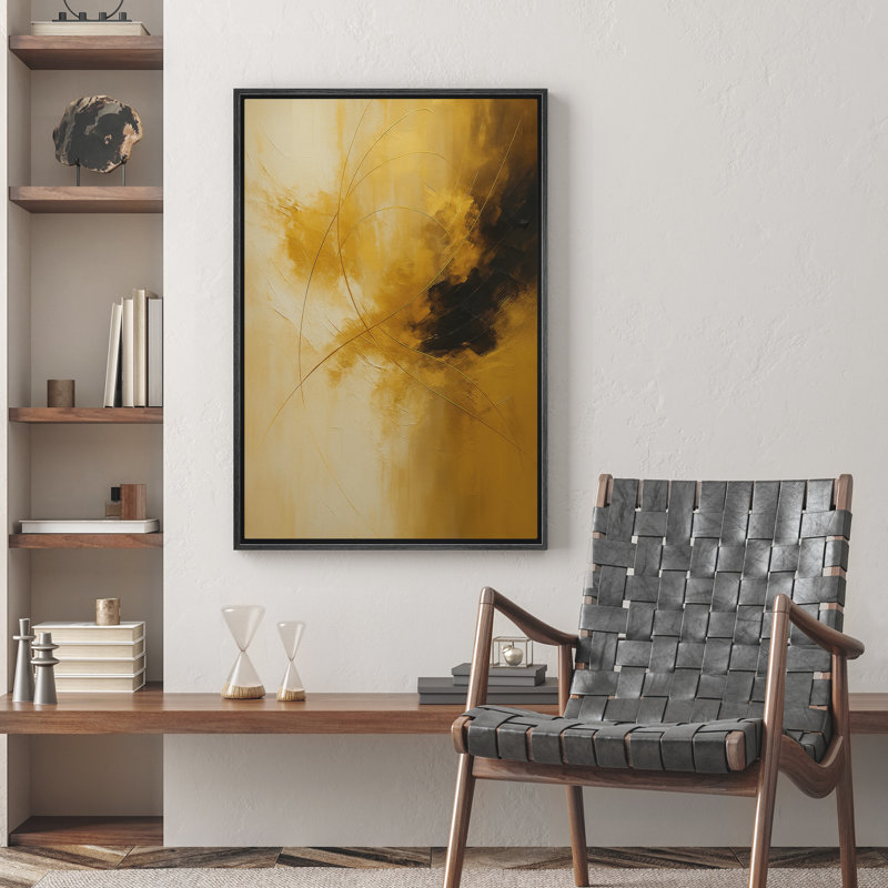 Reproduction d'art abstrait sur toile encadrée pour décoration intérieure moderne, H 24 po x l 16 po, Noir