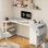 Bureau d'ordinateur en L avec tiroirs et tablettes de rangement Cheshire Outlets