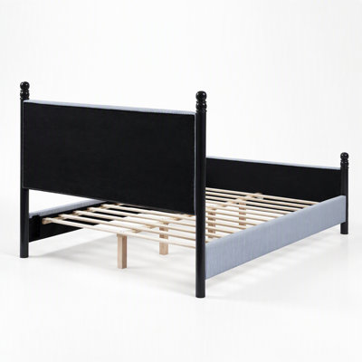 48-inch Striped Rubberwood Upholstered Bed,King