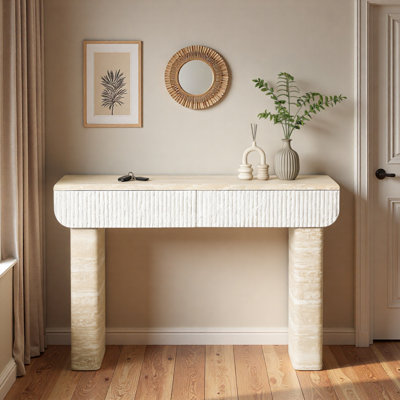 Entryway Table, Two Hidden Handle Drawers, Console Table