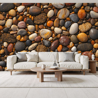 Peel and Stick Wallpaper Colorful Rock Stone Mixed Earthy Tones Natural Texture Wall Murals 69"H x 96"W Removable PVC Wall Paper Self-Adhesive Wall Decor for Bedroom Living Room Home Office