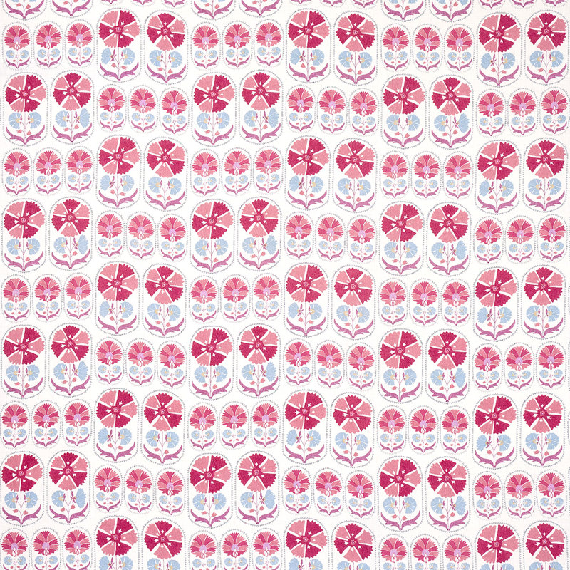 Anjuna Floral Linen Print Fabric, Mulberry