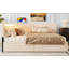 Base de lit simple à double boucle, structure de lit tapissier avec tête de lit, avec 2 tiroirs de rangement, lumière DEL et charge USB, pieds et lattes en bois massif, aucun sommier nécessaire, beige