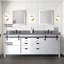 Meuble-lavabo double blanc l 84 po x P 22 po, comptoir en quartz gris, ensemble de robinets et miroirs 34 po