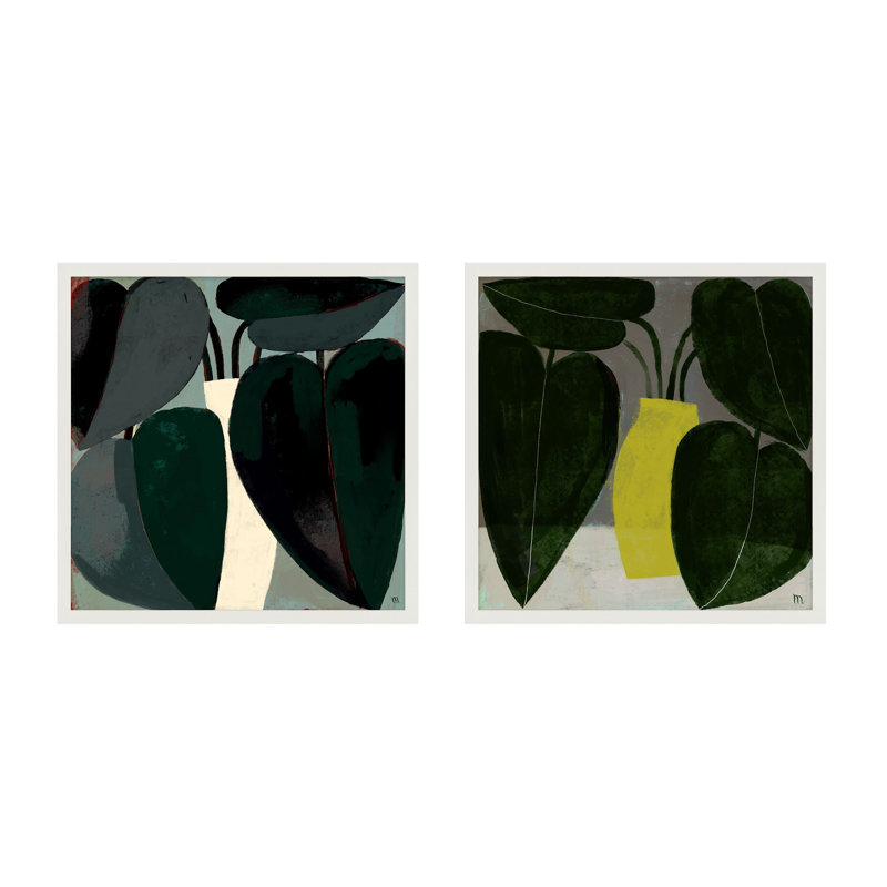 Plant Set Of 2 Painting by Studiom, 44" H x 44" W, White