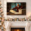 «Santa Claus Wrapping Gift in Rustic Workshop Christmas», art mural sur toile-303466672