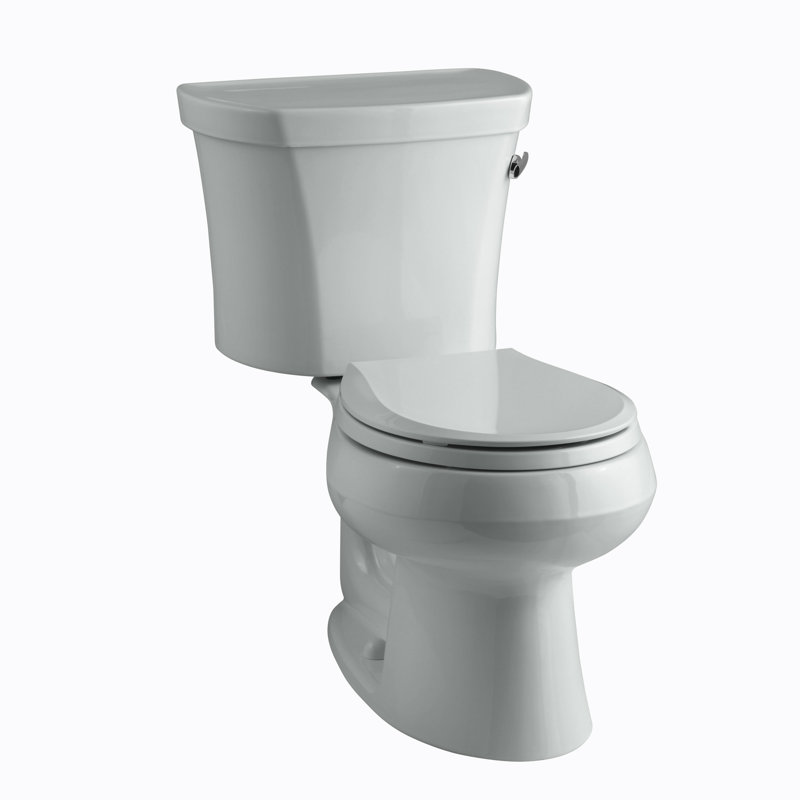 Wellworth 1.28 GPF Water Efficient Round Two-Piece toilet (Seat Not Included), Ice Gray, Left-Hand