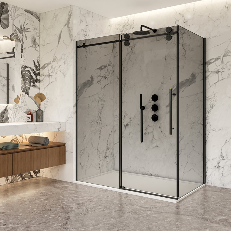 Echarri 60'' W 78'' H Frameless Rectangle Reversible Shower Enclosure