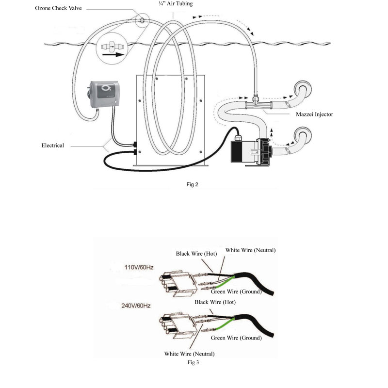 Ensemble d’ozone universal spa/générateur de baignoire chaude