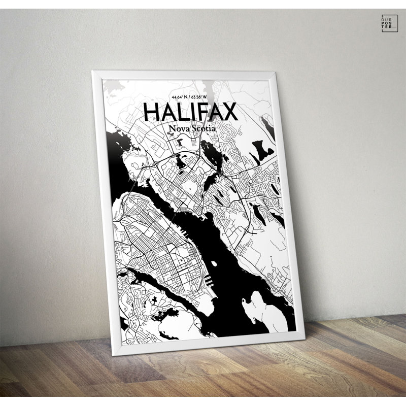 « halifax city map », reproduction d’impression sur affiche en encre, H 27,6 po x l 19,7 po