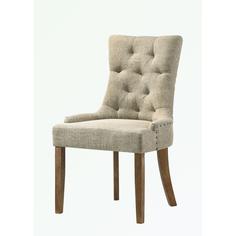 ensemble de 2 chaises d'appoint avec dossier capitonné, Naturel, Mélange de polyester beige 