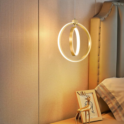 Luminaires suspendus modernes à anneaux de lustre à DEL à intensité variable de 4 000 K pour la salle à manger, îlot de cuisine, salon et vestibule